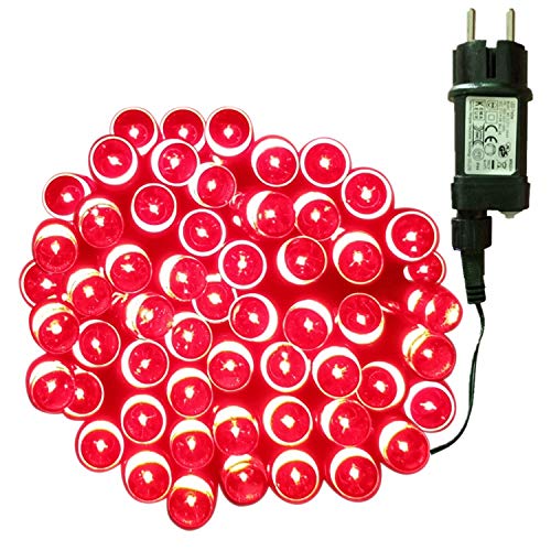 Tuokay, Innen Lichterkette mit Stecker, 13m 100 LED 8 Modi Wasserdicht Weihnachtsdeko, Dekorative Weihnachtsbeleuchtung für Balkon Terrasse Hof Garten Hochzeit Weihnachtsbaum Party Fest Deko (Rot) von Tuokay