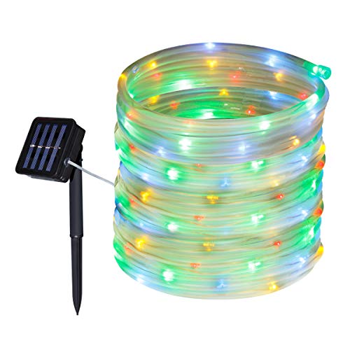 Tuokay, Solar Lichterkette Schlauch Außen, 10m 100 LED 8 Modi Wasserdicht LED Lichterkette, Dekorative Beleuchtung für Garten Balkon Pavillon Terrasse Rasen Hof Zaun Hochzeit Deko (Mehrfarbig) von Tuokay