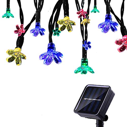 Tuokay Solar Lichterkette Außen 7m 50 LED 8 Modi Wasserdicht LED Außenlichterkette mit Blumen, Dekorative Beleuchtung für Garten Balkon Pavillon Terrasse Rasen Hof Zaun Hochzeit Deko (Mehrfarbig) von Tuokay