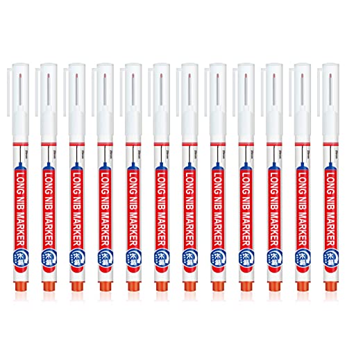 12 Stück Marker auf Ölbasis, 20 mm Lochmarker, Langnasenmarker, schnell trocknender Tischlermarker, Ölmarkierer von Tuokend