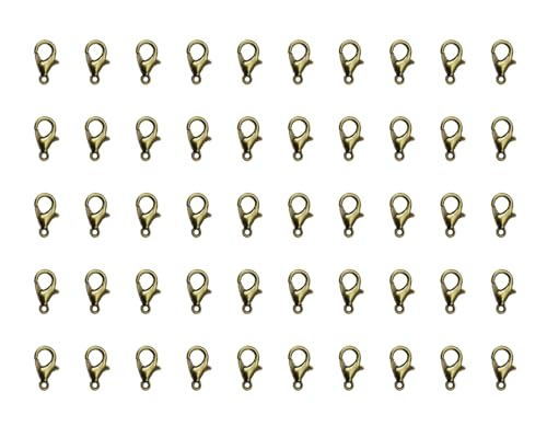 Tupalizy Karabinerverschlüsse aus Metalllegierung, 12 x 6 mm, für Armbänder, Halsketten, Schlüsselanhänger, Schmuckherstellung, Projekte, Taschen, Geldbörse, Charm-Zubehör, 50 Stück (Bronze) von Tupalizy