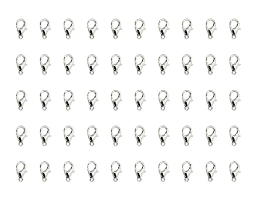 Tupalizy Karabinerverschlüsse aus Metalllegierung, 12 x 6 mm, für Armbänder, Halsketten, Schlüsselanhänger, Schmuckherstellung, Projekte, Taschen, Geldbörse, Charm-Zubehör, 50 Stück (Nickel) von Tupalizy
