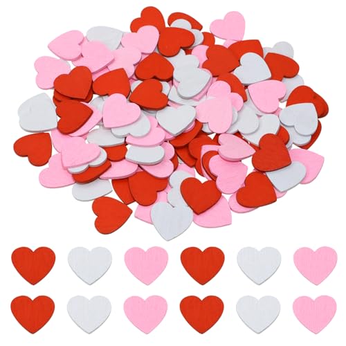 Tupalizy Mini-Holzherzen, 18 mm, Weiß, Rot, Rosa, Herz-Ornamente, Anhänger für Valentinstag, Weihnachten, Hochzeit, Party, hängende Dekoration, DIY, Basteln, Foto-Clips, Haarnadeln, 120 Stück von Tupalizy