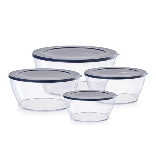 Tupperware Clearly Elegant Collection 8-teiliges Tritan/Copolyester-Frischhaltedosen-Set, spülmaschinenfest und BPA-frei, 4 Schalen + 4 Deckel von Tupperware