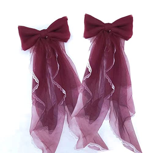 Turbokey Spitze Vorhang Raffhalter Schleife Drape Fenster Raffhalter 1 Paar Dekorative Vorhang Raffhalter Europäischer Stil Halter für Fenster Drapries Boho Dekor für Kinder Kinderzimmer (Burgundy) von Turbokey