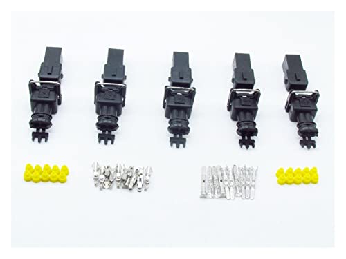 Hengliang Store 5 Sets Buchse und Stecker 2-poliger Drahtverbinder passend für Tyco JPT Style 3,5 mm Serie wasserdichte Stecker inklusive Klemmen und Dichtungen von Turmeric