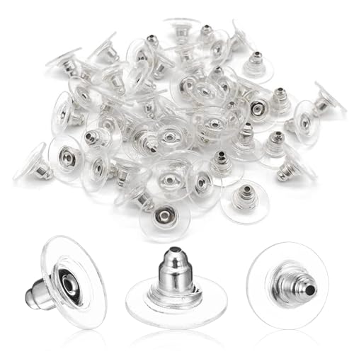 100 Stück Ohrstecker Verschluss silikon, Ohrring Stopper Stopper Klar, Universal ohrringe stecker für Damen Verschluss Ohrring Stopper Kunststoff von TuseRxln