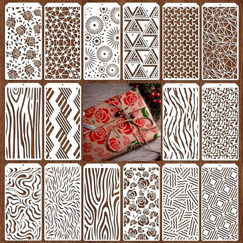 16 Stück DIY Schablonen Wandgestaltung Set, 22cm x 10cm Zeichnung Malschablonen der Geometrische, Ziegel Zeichnung Malschablonen Schablonen zum für Scrapbooking Holz Boden Möbel Fliesen Leinwand Deko von TuseRxln