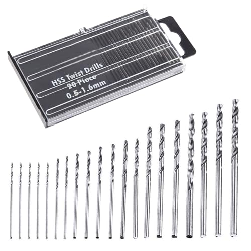 20Stück Mini Bohrmaschine Handbohrer, 0,5-1,6 mm HSS Miniatur-Handbohrer-Set für DIY Bohren Holzbearbeitung Manuelles Bohren von TuseRxln