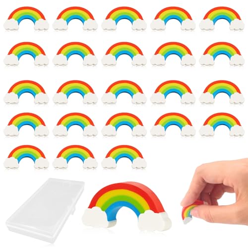 24 Stück Regenbogen Radiergummis Schreibwaren Bunte, Kinder Kawaii Radiergummi, Kunststoff weiche Radiergummi, Kinder Geburtstagsparty Geschenk von TuseRxln