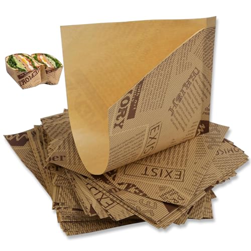 50 Stück Papier-Lebensmittel-Taschen, Kraftpapier, Snack-Taschen, Lebensmittel-Taschen, Party-Taschen, fettdicht, umweltfreundlich, biologisch abbaubar (Log Farbe, 18 x 18cm) von TuseRxln