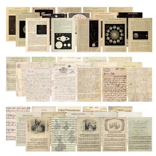 90 Stück Vintage Scrapbooking Sticker, 20x14cm Scrapbooking Papier Deko, 3 Stile Vintage Bastelpapier Dekopapier Designpapier Scrapbook Zubehör für DIY Weihnachtsdeko Tagebuch Planer Notebook von TuseRxln