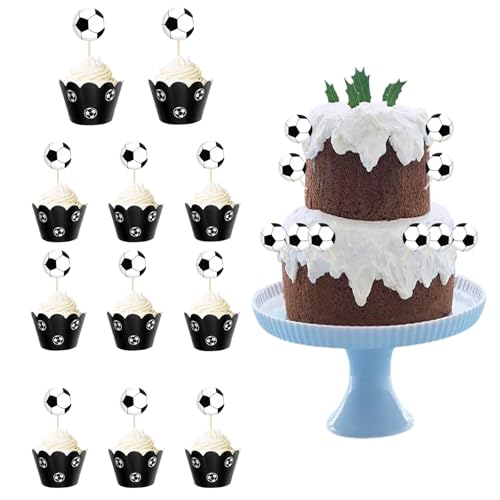 Fußball Tortendeko Geburtstag Cake Topper，72 Stücke Fußball Muffin Dekorationen Fußball Party Torten DekorationenFussball Geburtstag Deko, Kinder Party Dekoration, Tortendeko Geburtstag Junge von TuseRxln