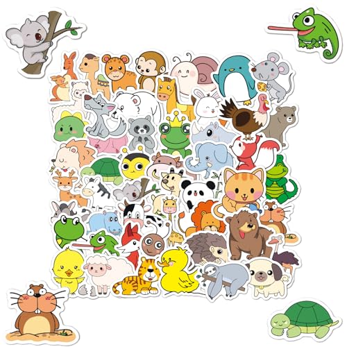 Lustige Tiere Aufkleber Kinder Set, 100 Stück Sticker Kinder mit Tiermustern, Vinyl, Wasserfeste, Lustige Karikatur Tiermuster Sticker, für DIY Dekoration, Auto, Laptop, Fahrrad, Snowboard. von TuseRxln