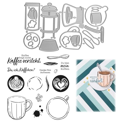 Metall Schneiden Sterben Transparente Stempel, 2 Stück Silikon Clear Stamps für Kartenherstellung, Scrapbooking DIY Geburtstag Album Kunst Handwerk Stamping Supplies von TuseRxln