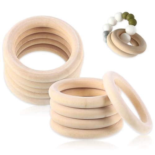 Natürlicher Holzringe zum Basteln Ringe, 10 Stück 70mm DIY Handwerk Ring Anhänger, für DIY Schmuck Makramee Armband Anhänger Schmuckherstellung Dekoration Ringe von TuseRxln