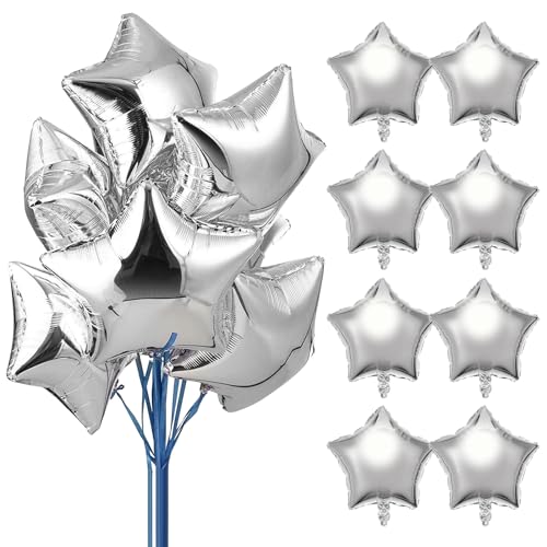 Silber Stern Folienballon Luftballons Sternluftballons, 30 Stück 18 Zoll Heliumballon Folienluftballon Ballone, Ballon-Dekoration Großer Stern für Hochzeitsdeko, Geburtstagsdeko oder Valentinstag von TuseRxln