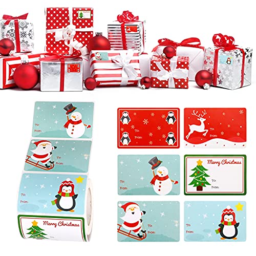 300Stk Weihnachts Etiketten Aufkleber Sticker 1 Rolle selbstklebende Aufkleber Weihnachts Namensetiketten Weihnachtsnamensschilder Weihnachtsges Aufkleber für Geschenke Festival Urlaub Dekoration von Tusina