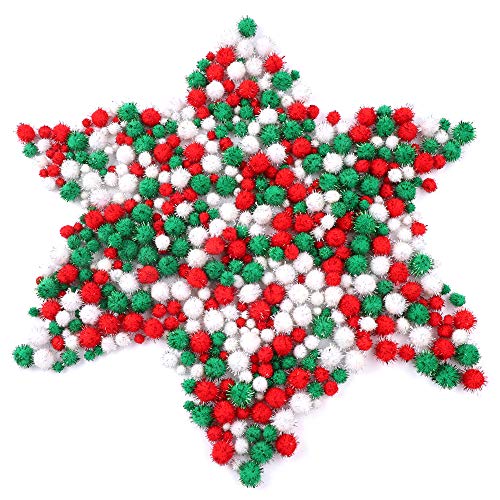 Frgasgds 600 Stück Weihnachten Pompons Verschiedene Pompons Kleine Bastel Pompons Flauschige Pompons für Weihnachten Bastel Party Deko Artikel, 3 Größen von Tusina