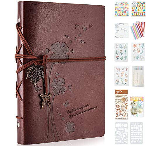 HAUSPROFI Leder Selbstgestalten Fotoalbum Scrapbook Album Leder 27.5x20.5cm DIY Fotobuch Set 80 Schwarze Seiten für Geburtstagsgeschenk, Weihnachten, Abschluss Geschenk, Hochzeitstagsgeschenk von Tusina