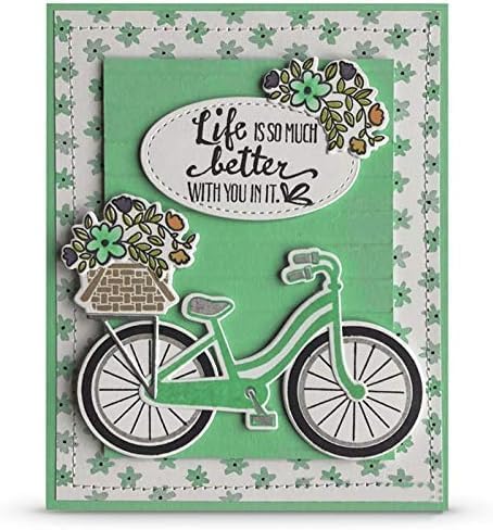 12,2 x 10,2 cm Fahrradblumen-Stempel- und Stanzformen-Set für Kartenherstellung, Metall-Stanzformen für Scrapbooking, Kartenherstellung, Zubehör, Scrapbooking, Stanzformen von Tustao