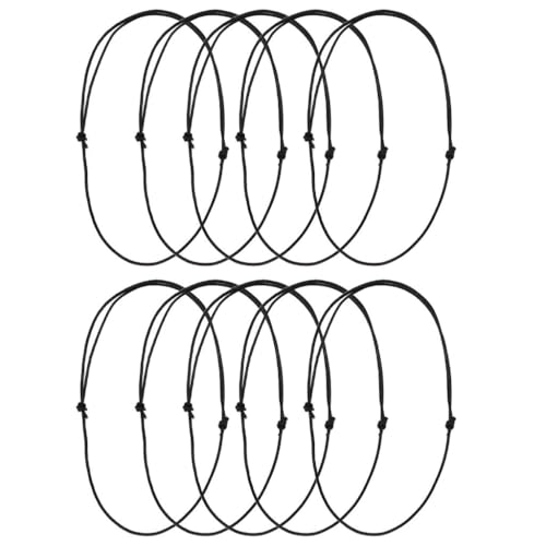 Set mit 10 schwarzen, verstellbaren Lederschnüren für Halsketten, Kordeln, Halskettenschnur für selbstgemachte Schmuckherstellung, 1,5 mm Halskettenschnur, Perlenzubehör und Fäden, Perlenschnüre und von Tustao