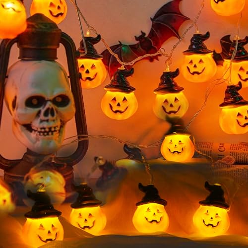 Tutamaz Halloween Kürbis Lichterkette, 3M 20 LED Halloween Dekoration Kürbis Lichterkette, Batteriebetrieben, Halloween Deko Innen für Allerheiligen, Außen & Innen, Halloween Dekoration von Tutamaz