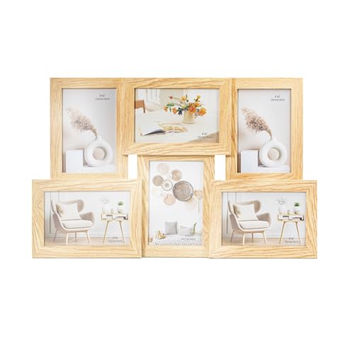 Tutee Bilderrahmen Collage Fotorahmen FüR Mehrere Bilder Fotos Mehrfach Photo Frame Collagen Fotocollage Picture，Fotorahmen 10x15 cm，6 StüCk (Helles Holz) von Tutee