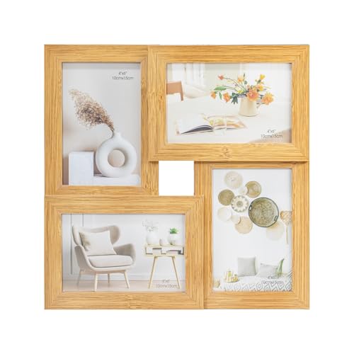 Tutee Bilderrahmen Collage Fotorahmen FüR Mehrere Fotos Mehrfach Photo Frame Collagen Fotocollage Picture，Fotorahmen ，4 StüCk (Dunkles Holz) von Tutee