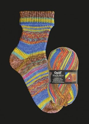 OPAL SOCKEN- und PULLOVERWOLLE nach Hundertwasserwerken 551 Spiralsonne und Mondhaus- Die Nachbarn I von Tutto-Opal