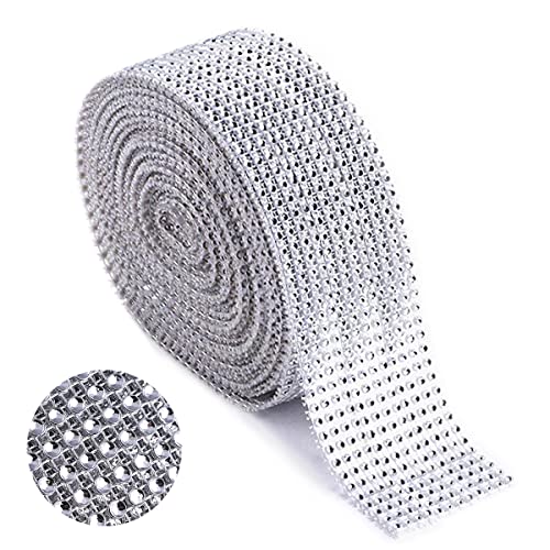 Tuxiaobu 12 Reihen 10 Yard Silber Acryl Diamant Mesh Band Strass Band für Hochzeit Kuchen Geburtstag Dekorationen Auto Dekoration Hochzeit Dekoration Geburtstag Party Home Dekoration von Tuxiaobu