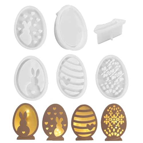 Silikonformen Gießformen Ostern, 6 Stück Silikonform Ostern Kaninchen Gießformen Silikon Ostern, Epoxidharz Formen Giessformen Silikon Ostern Für Handwerk von Tuxuseo