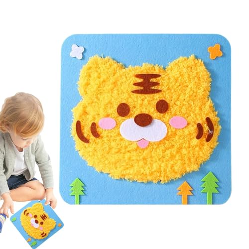 Tuxuseo Stickerei Set für Kinder, Cartoon Animal Sewing Craft Kit - Stickerei Set Punch Nadel süßes Cartoon Design - Sicheres interaktives Nähwerkskit für Mädchen Anfänger von Tuxuseo