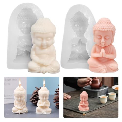 2 Stück Kerzen Silikonform 3D Kerzengießform Silikon Kerzenform Gießform Buddha Statue Silikonform Buddha Figuren Kerzenform Seifenform Gipsform Beton Gießform Handwerk Schokolade Fondant Kuchenform von Tuxuzal