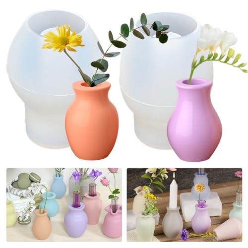 2 Stück Vase Epoxidharz Silikonform DIY Vases Resin Formen, Epoxidharz Silikon Vase Formen Kerzenhalter Silikonform Stabkerzen Kerzenhalter Gießform Silikon Stabkerzenhalter Gipsform Handwerk von Tuxuzal