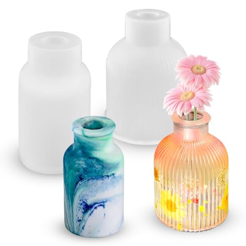 2 Stück Vase Epoxidharz Silikonform DIY Vases Resin Formen, Epoxidharz Silikon Vase Formen Kerzenhalter Silikonform Stabkerzen Kerzenhalter Gießform Silikon Stabkerzenhalter Gipsform Handwerk von Tuxuzal