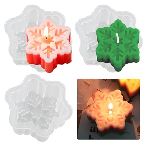 3 Stück Schneeflocke Kerzenform Silikonform Schneeflocke Seifenform Silikon Kerzengießform 3D Schneeflocke DIY Harz Formen Weihnachten Kerzen Gießform Weihnachten Epoxidharz Silikonform Handwerk von Tuxuzal