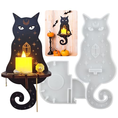 Kerzenhalter Silikonform Halloween Katzen Kerzenhalter Silikonform für Kerzen Gießform Halloween Dekoration Wand Kerzenhalter Hängend Ornamente Kerzenständer Silikon Gießform Beton für Teelichthalter von Tuxuzal