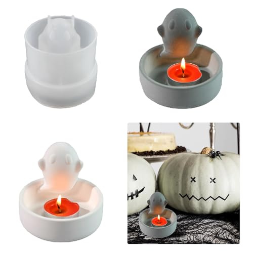 Kerzenständer Silikonform Halloween Gießform Kerzenhalter Geist Silikonform Teelichthalter Gießen Kerzenhalter Beton Gipsform Geist Teelicht Form Kerzenständer für Halloween Party Haus Dekoration von Tuxuzal