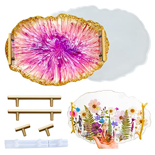 Silikonform Tablett mit Griff Silikon Gießform Tablett mit Rand, Epoxidharz Form Tablett Silikonform Oval Irregulär Tablett Resin Silikonform Untersetzer DIY Groß Tablett Untersetzer Epoxidharz Gießen von Tuxuzal
