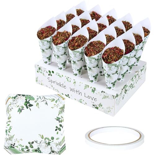 Tuxxjzm Konfetti Tüten Hochzeit | Standtablett Box insgesamt 20 Löcher für 20 Konfetti Kegel - Konfetti Tüten Box Kraftpapier für Konfetti, Süßigkeiten, Schokolade, Blütenblätter von Tuxxjzm