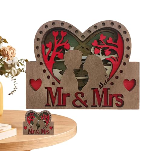 Tuxxjzm Valentinstag-Holzdekoration,Valentinstag-Holzdekoration | 3D Valentinstag Paar Schlafzimmer Dekor - Hochzeit Valentinstag Skulptur Dekorationen für Freundin Freund Zimmer Bücherregal von Tuxxjzm