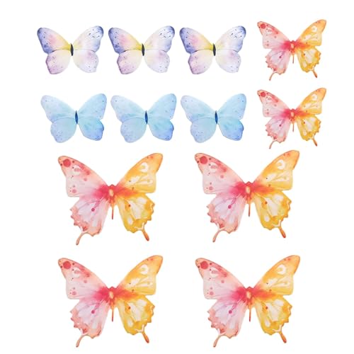 Tuxxjzm Wandaufkleber, abnehmbare Schmetterlinge, Kinderzimmer-Wanddekoration, Schmetterlinge,3D-Wandaufkleber-Set für Kinderzimmer - 12-teiliges Wandaufkleber-Set in Bonbonfarben für das Kinderzimmer von Tuxxjzm