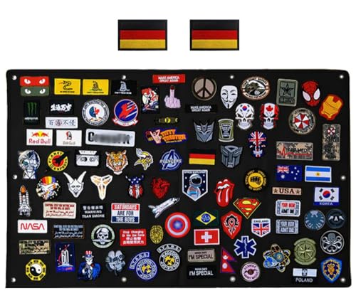 （114 x 76 cm）Patches Klett Teller Hängend Patch-Sammeltafel,Taktische Patch Display-Tafel,Faltbar,Kampf mit Metallösen 10-Loch,für Airsoft Patchwand zum Sammeln Abzeichen Militär Flagge von Tuyatezhi