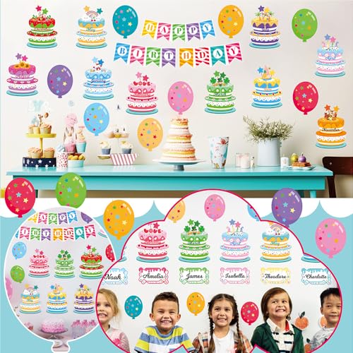 1 Set Happy Birthday“-Kuchen Wandtattoo Kinderzimmer,Wandsticker mit Fenster,Wandaufkleber Wanddekofür Mädchen Junge Schlafzimmer,Selbstklebend Kreise Stickers Babyzimmer Wanddeko von Tuyatezhi