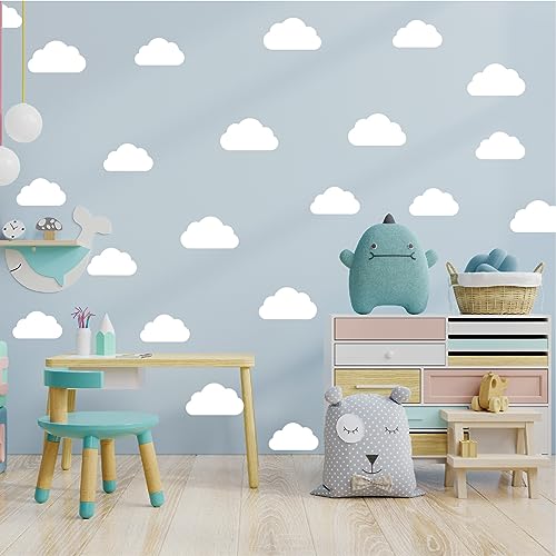 110 Stück Wolken Wandtattoo Kinderzimmer,Wandsticker mit Weiße Wolken,Wandaufkleber Wanddekofür Mädchen Junge Schlafzimmer,Selbstklebend Kreise Stickers Babyzimmer Wanddeko von Tuyatezhi