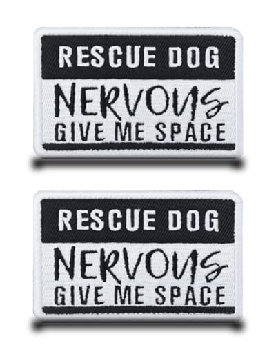 2 Packungen Rescue Dog Nervous Give Me Space bestickter Klettverschluss Hunde-Emblem-Aufnäher von Tuyatezhi