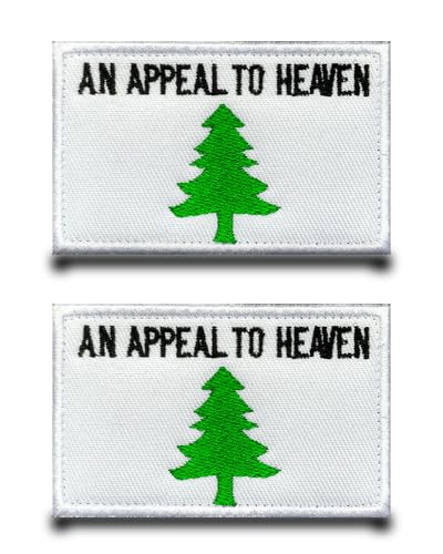 2 Stück Weiß"An Appeal To Heaven"Flagge Patch Abnehmbare Aufnäher mit Stickereiverschluss Taktisch Militär Patch Applikation für Rucksäcke Jacke Taschen Weste Kleidung Stickereibänder von Tuyatezhi