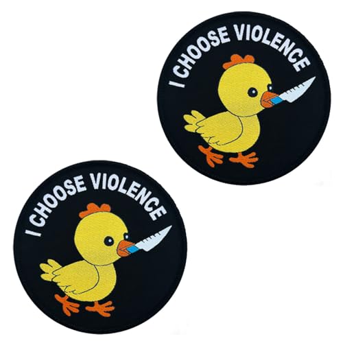 2 Stück Aufnäher mit Aufschrift "I Choose Violence", taktische Stickerei-Applikationen, taktische Schlaufe und Haken, Militär-Flagge, für Rucksäcke, Kleidung, Jacken, Westen, Taschen, Jeans, Mützen, von Tuyatezhi