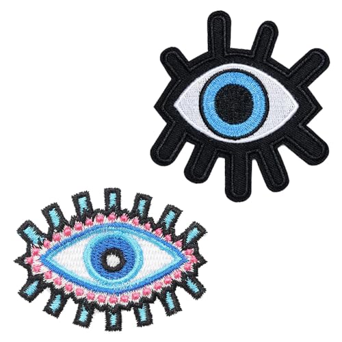 2 Stück Augen Dämonen Augen Lustiger Patch Bügelbild Aufbügler Iron On Sew On Flicken Taktisch Abzeichen Militär Applikation für Weste Rucksäcke Jacke Kleidung Taschen T-Shirt Baseballkappe von Tuyatezhi